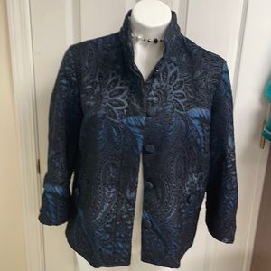 Chico's Blue chanell navy black squares blocked jacket size1 used once